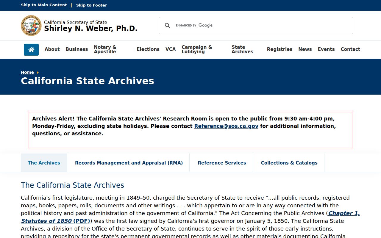 Montclair city directory reference to the California State Archives