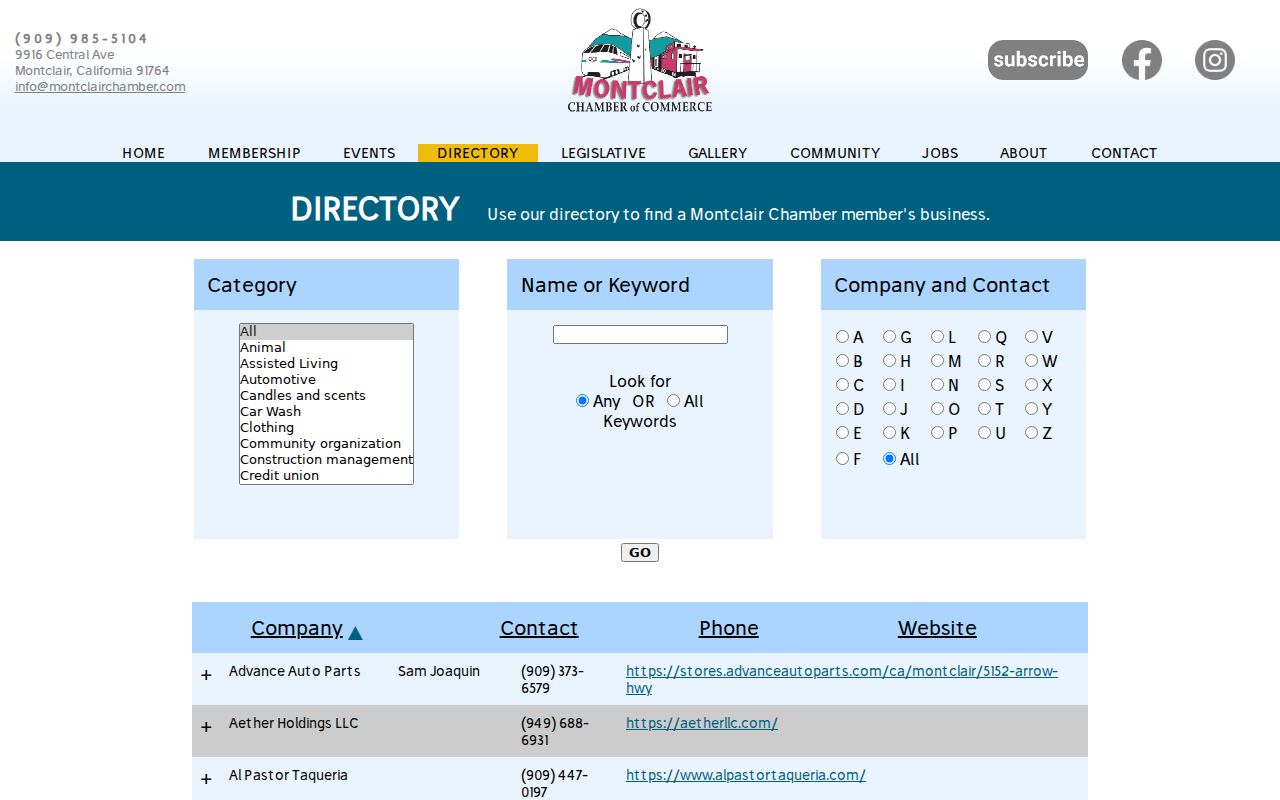 Montclair neighbors Chamber member directory