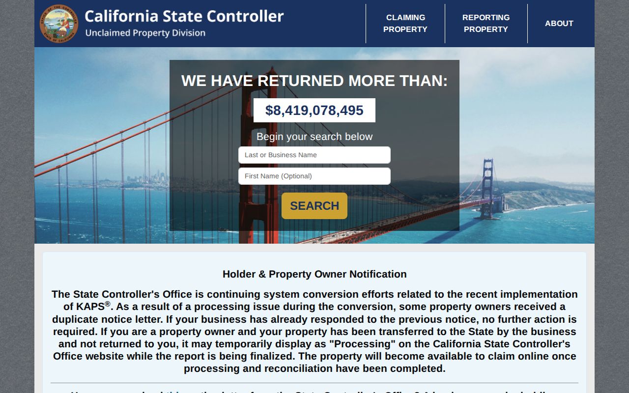 Montclair resident lookup reference to California unclaimed property search
