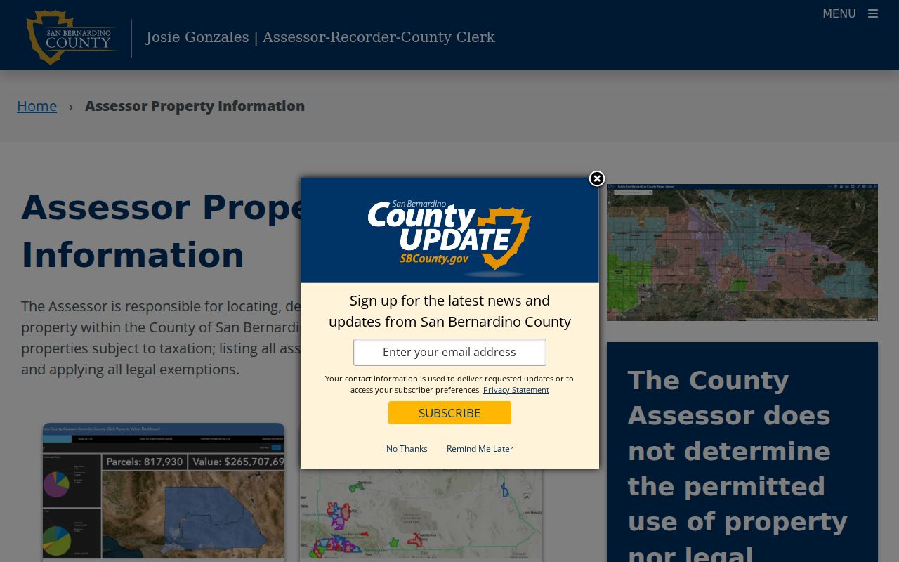 Montclair street directory assessor parcel search interface
